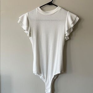 White Ruffle Sleeve Bodysuit